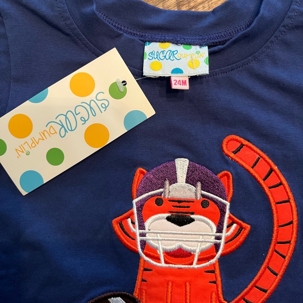 University of Auburn Orange Tiger Football Applique Shirt - Picture 3 of 3